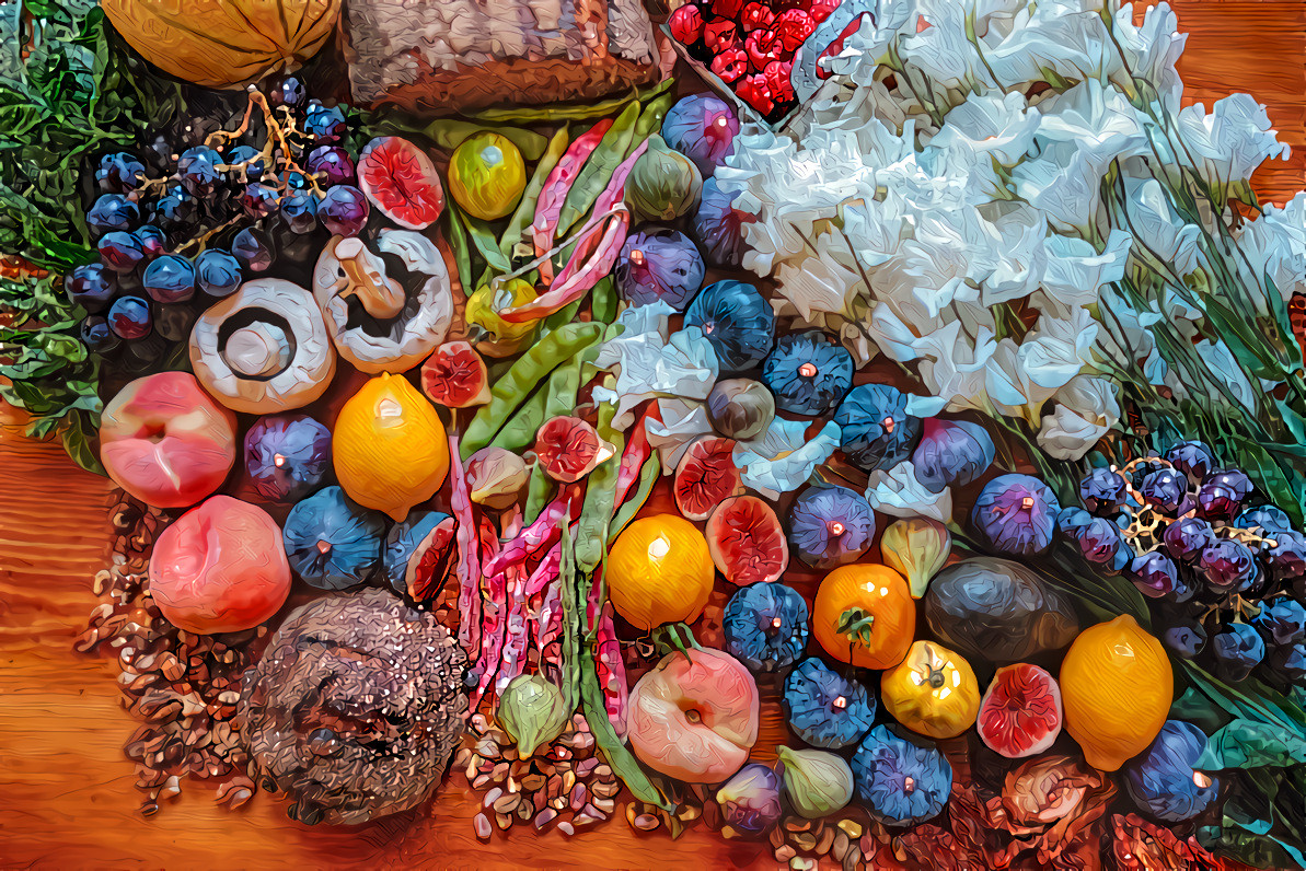 Still Life Fruit and Flowers