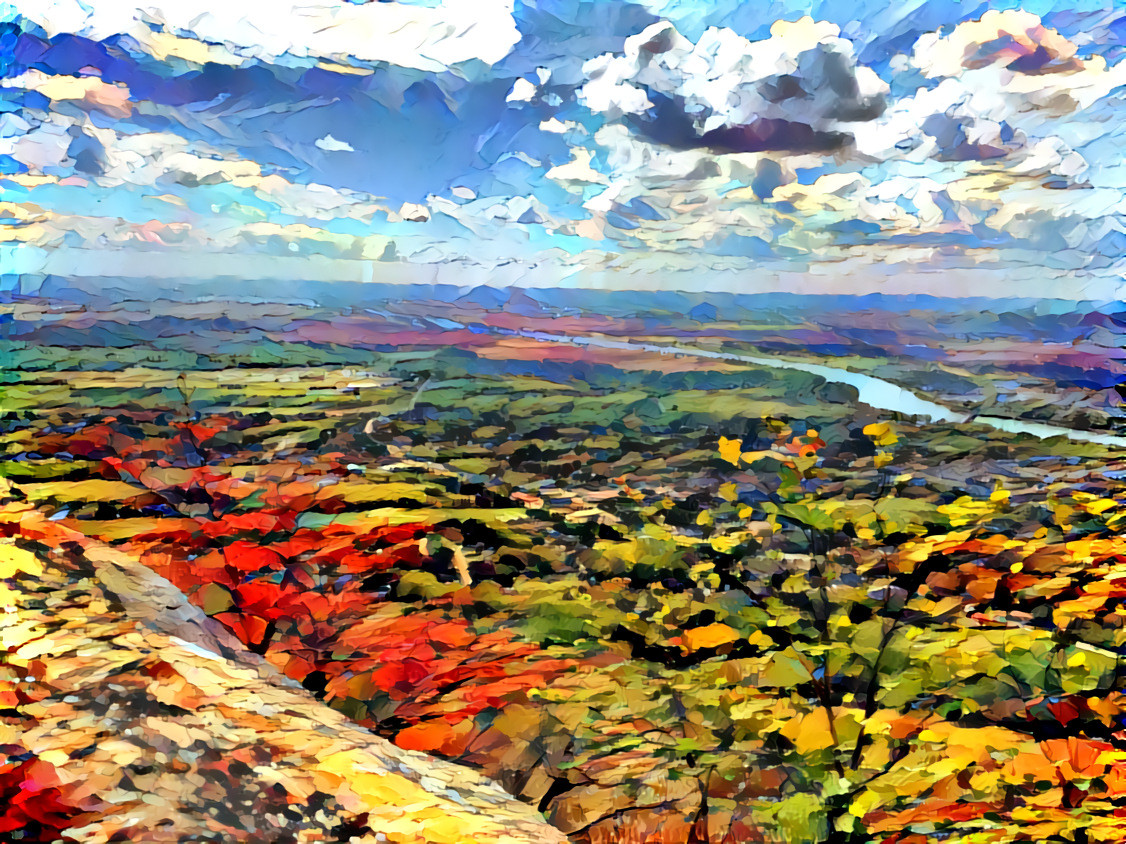 The Richelieu Valley, Looking at the Towns of Otterburn Park and McMasterville, from the Dieppe Summit of Saint-Hilaire Mountain (Quebec, Canada)