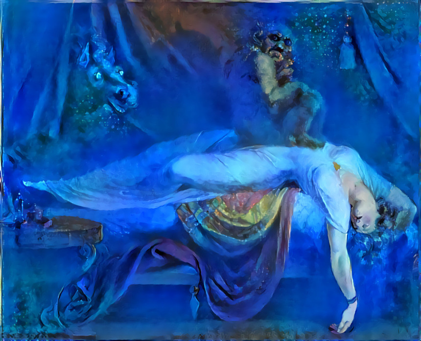 The Nightmare by John Henry Fuseli + La Lune by Marc Chagall