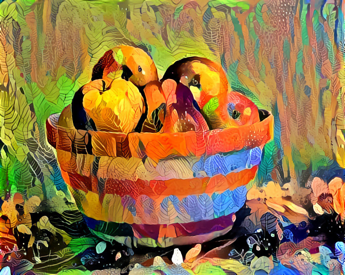 McIntosh Apple In A Striped Bowl