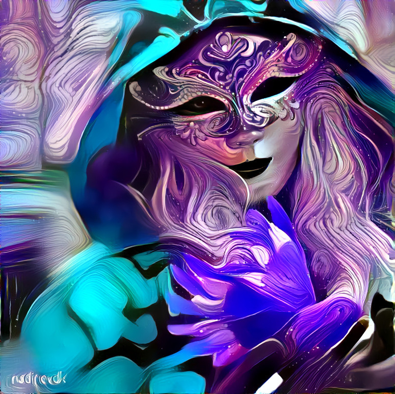 Venetian Enchantress Portrait - Fluid Art