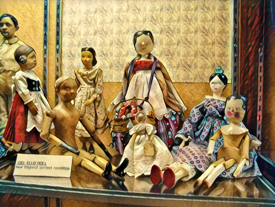 A Group of Wooden Dolls at High Point Doll Museum,