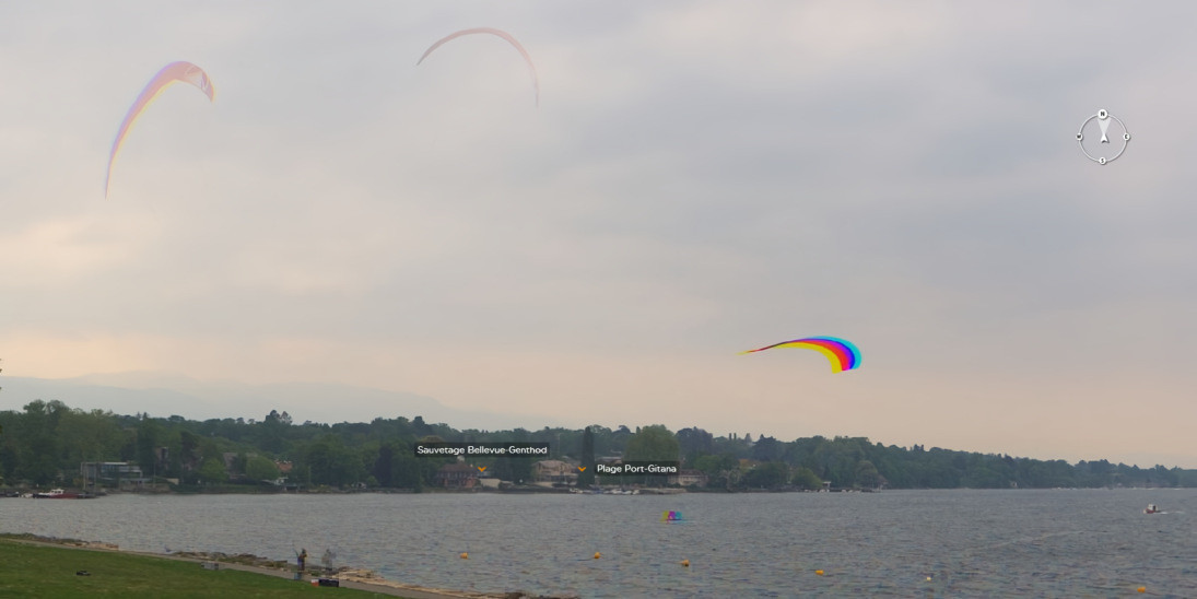 Lac Leman 360' Webcam Geneva over CERN LHC Kites 