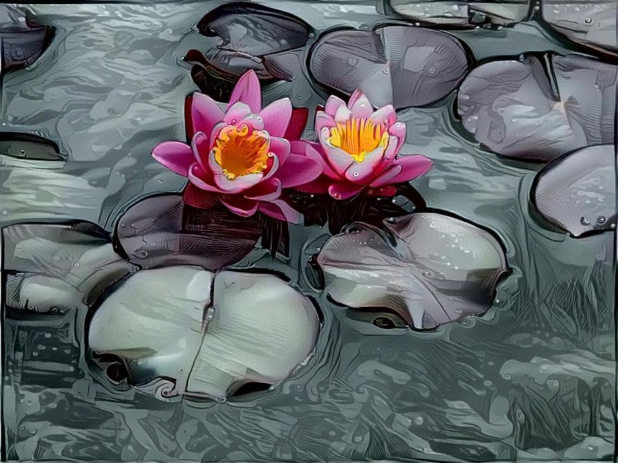 Water Lilies on a Silver Pond