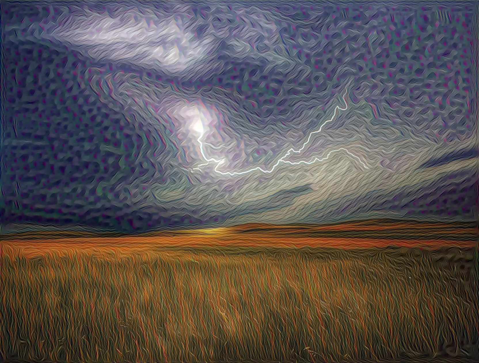 Lightning Storm Over the Prairie