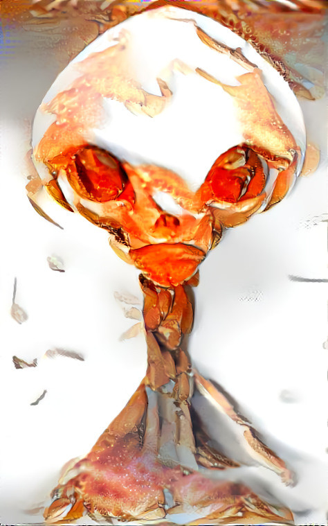 alien portrait, crabshell - orange & white