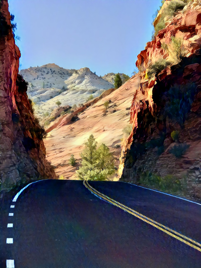 Dropping Down into Zion Canyon.  Source is my own photo.