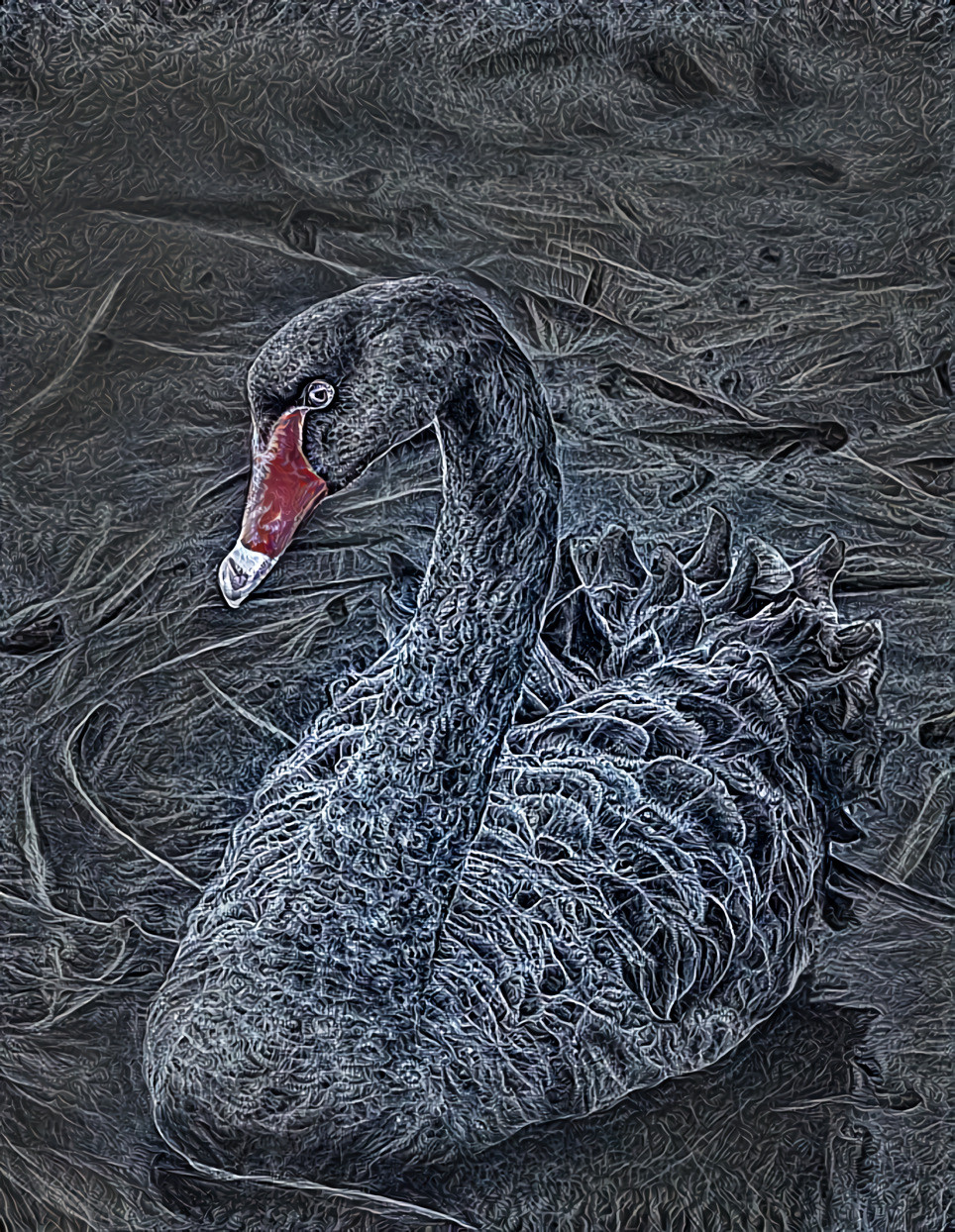 Black swan, fractal deity style