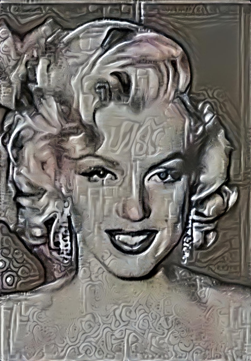 marilyn monroe, retexture, silver, metalic