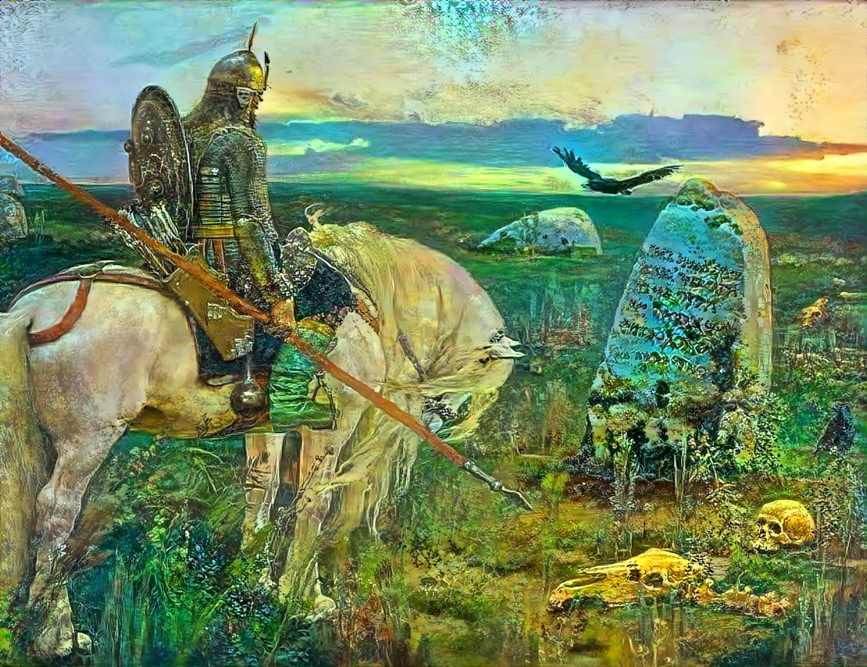 Knight at the crossroads. Oil painting by Viktor Vasnetsov, 1882