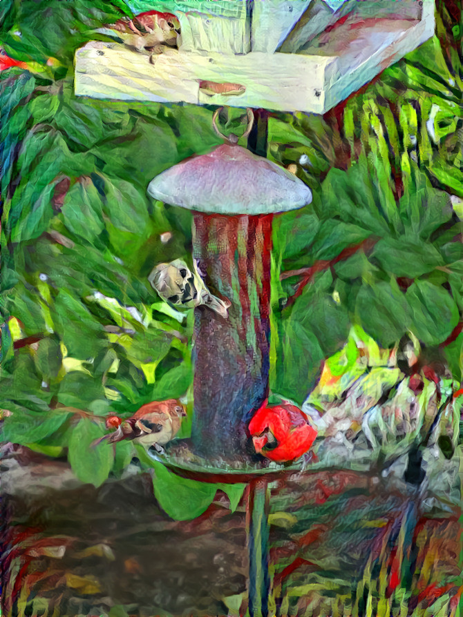 Hungry Birds! - Cardinal, Gold Finch & House Finch