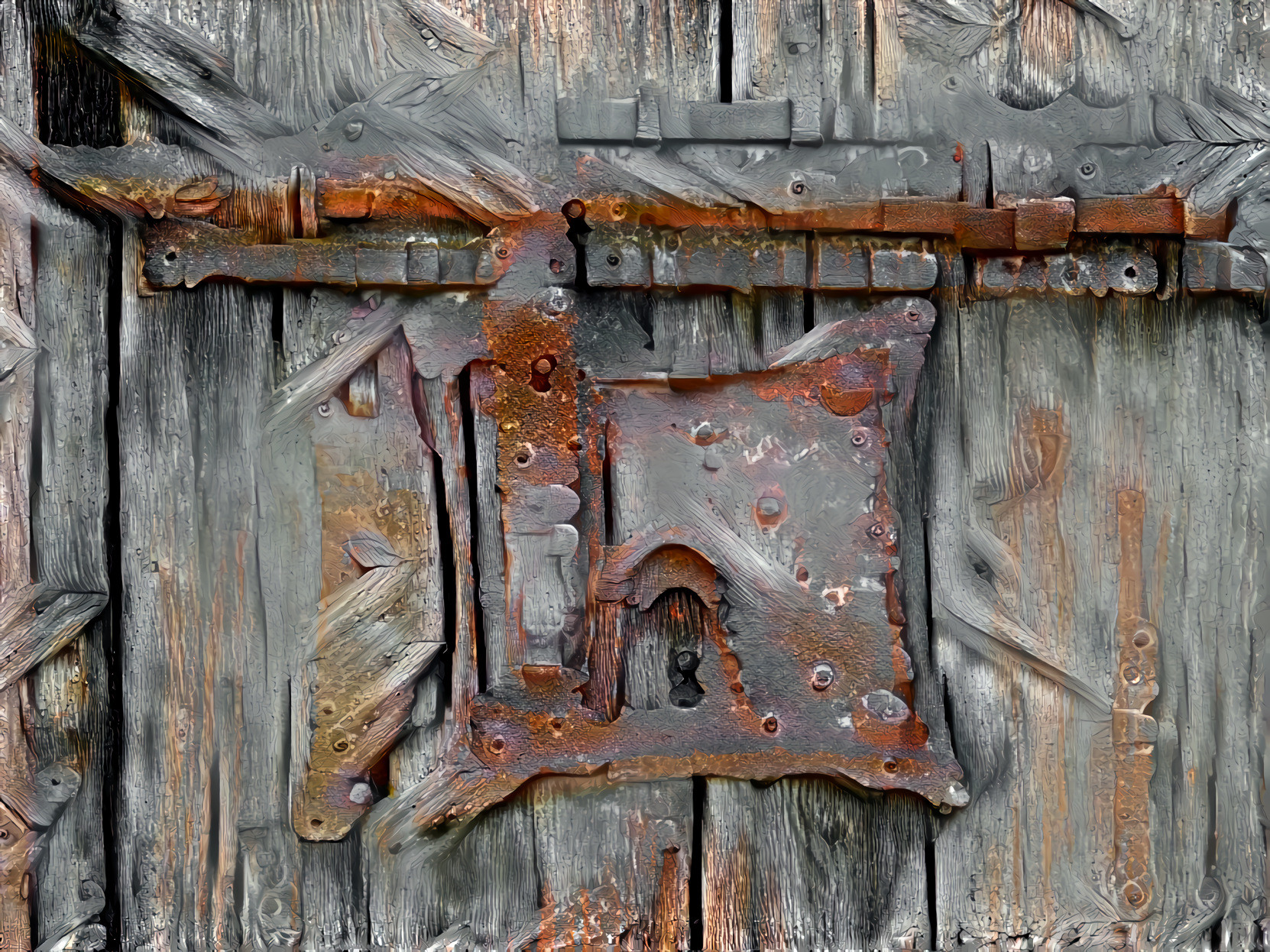 Wood Door, Old Ornate Bolt