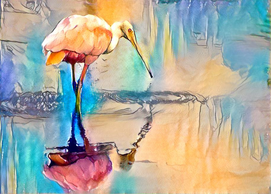 Watercolor spoonbill