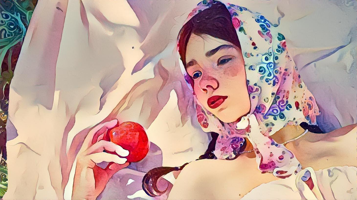 girl with apple