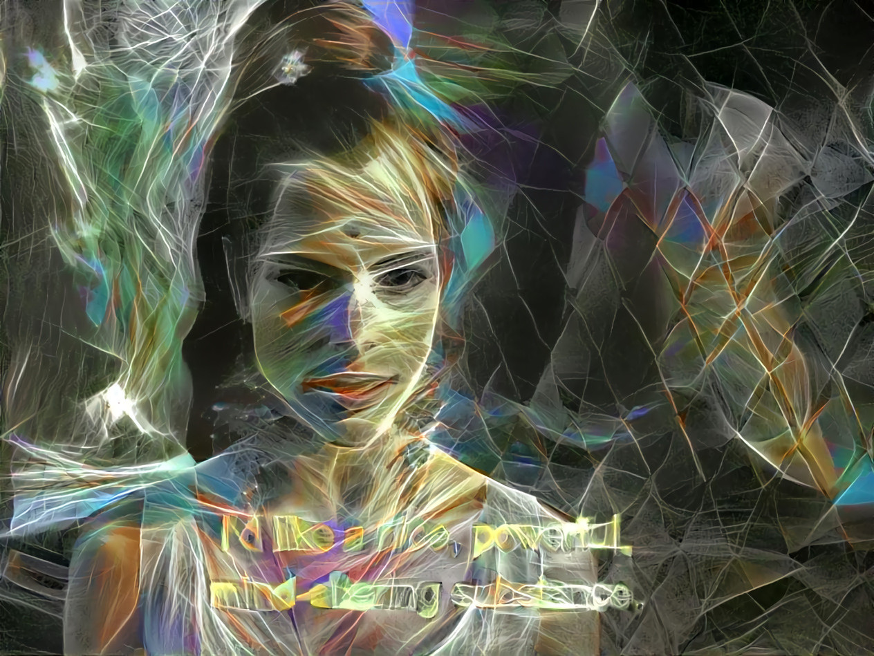 parker posey, iridescent art from light