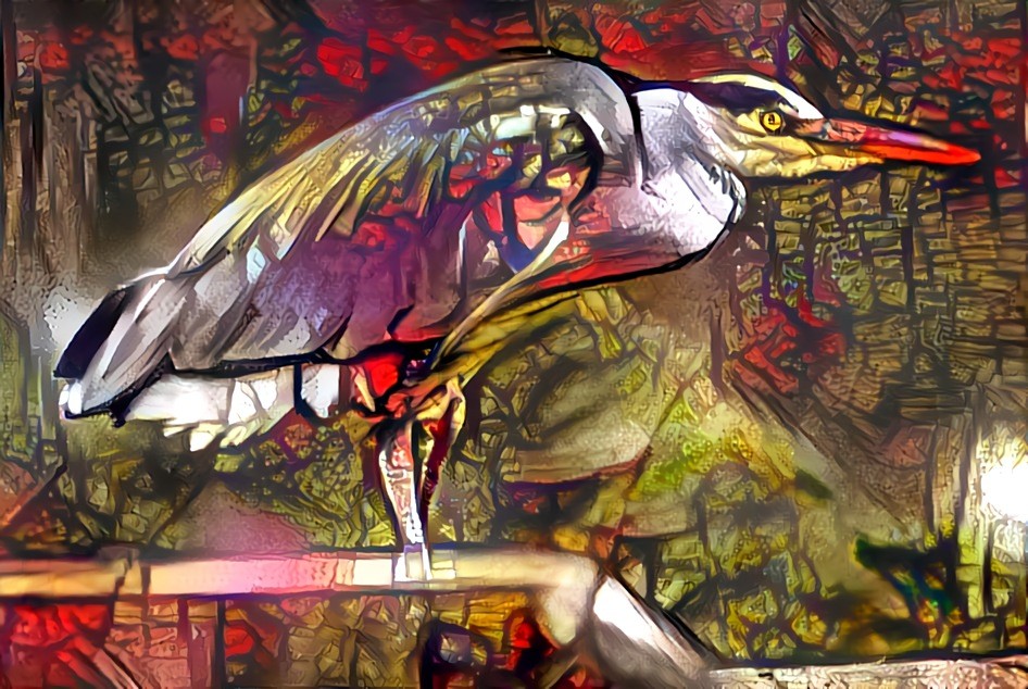 Stained Glass Heron