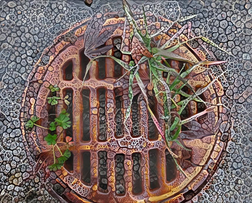 storm drain with leaves