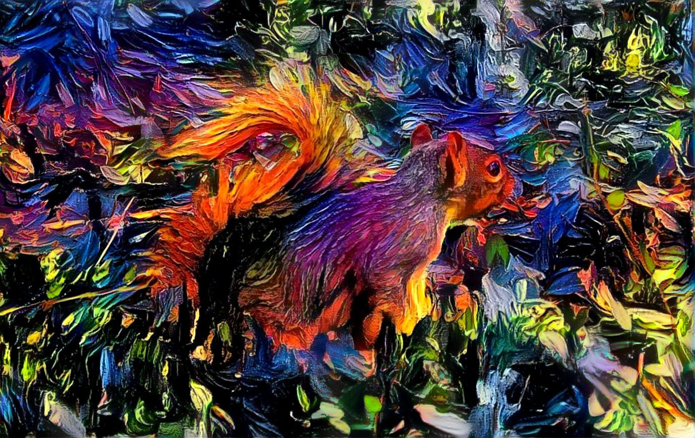 rainbow squirrel painting