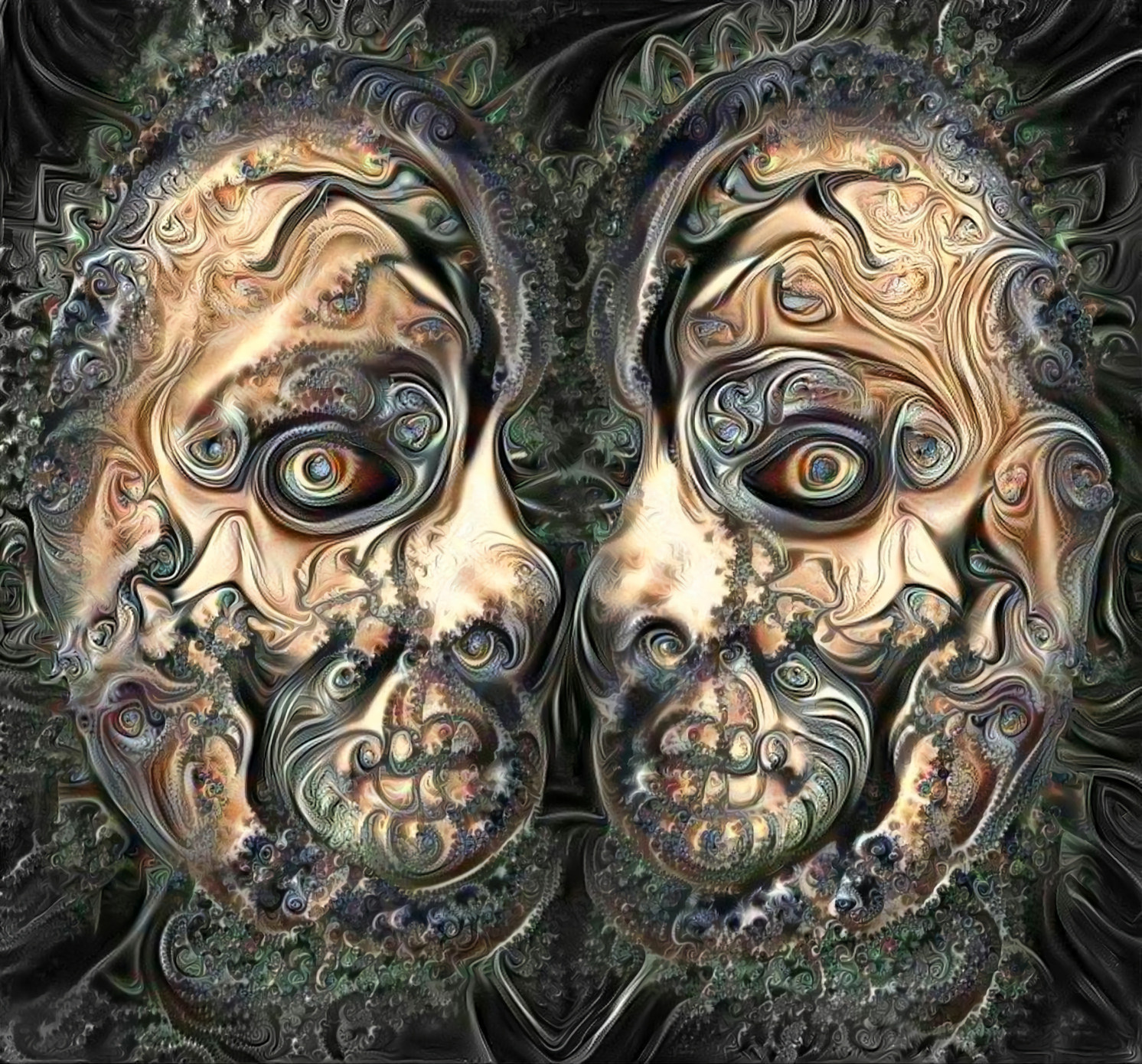 Twin Swirly Skulls