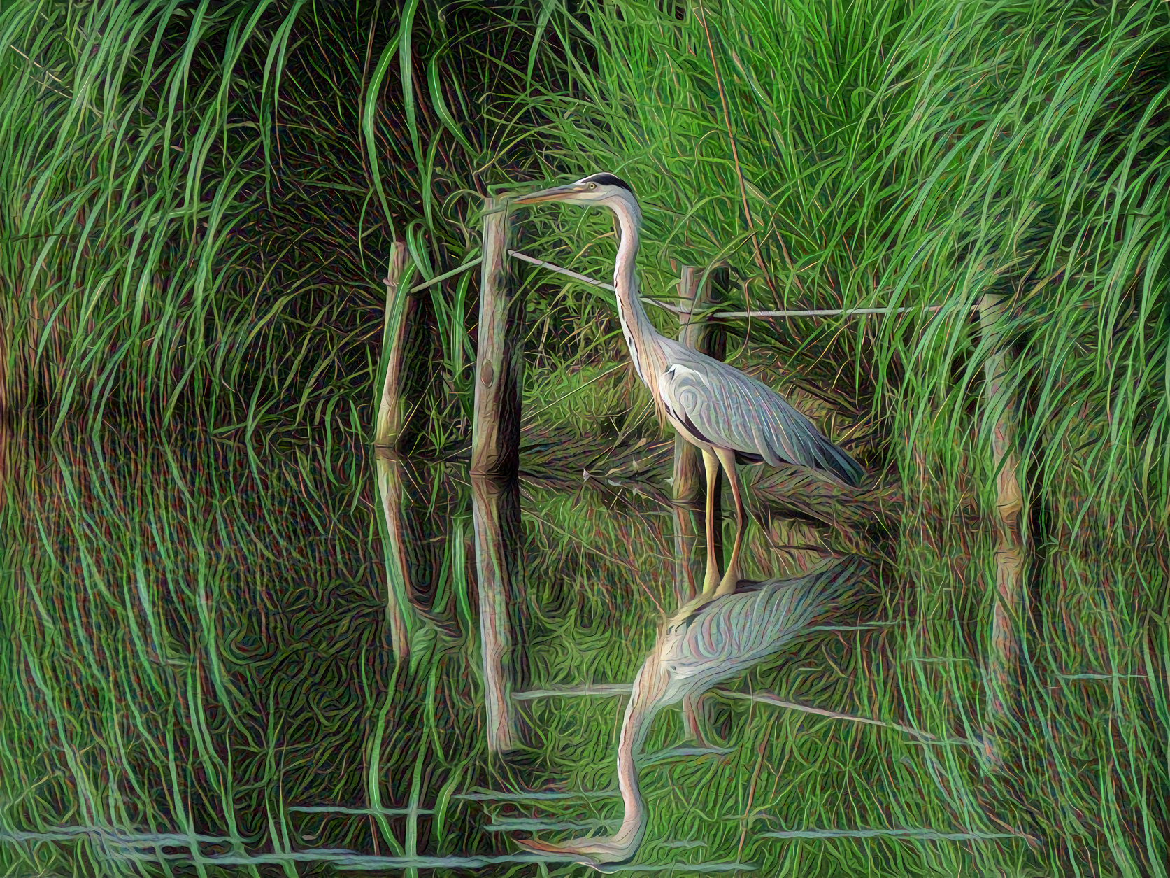 Great Blue Heron in the Marsh