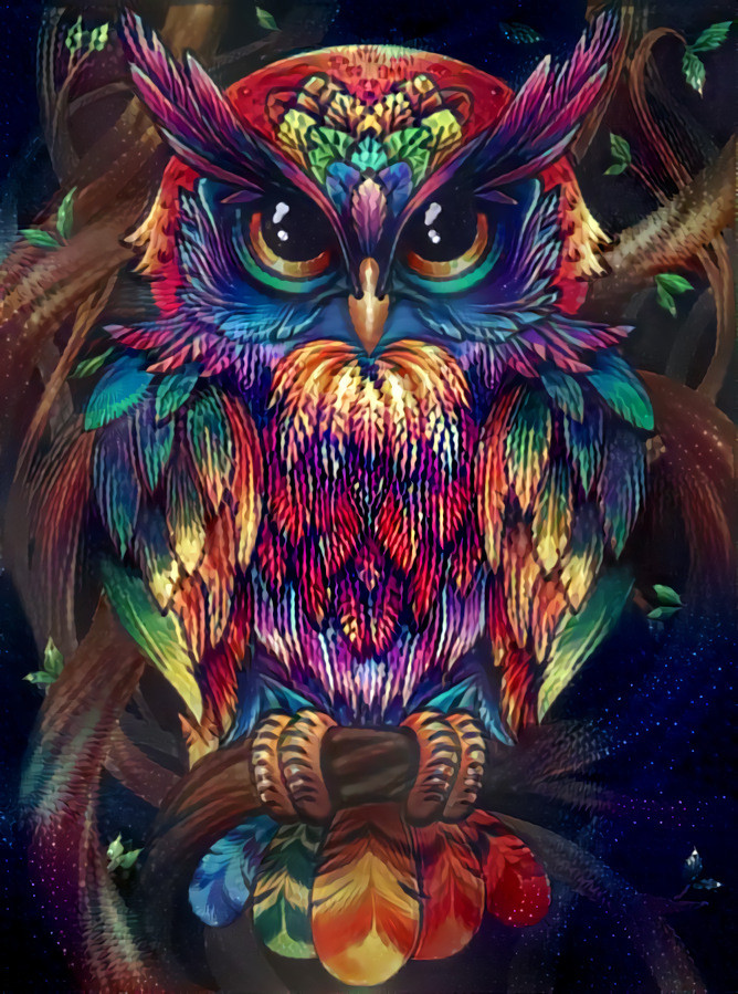 "So serious" _ source: "Rainbow Owl" - Diamond Painting (AliExpress)   _ (190621)