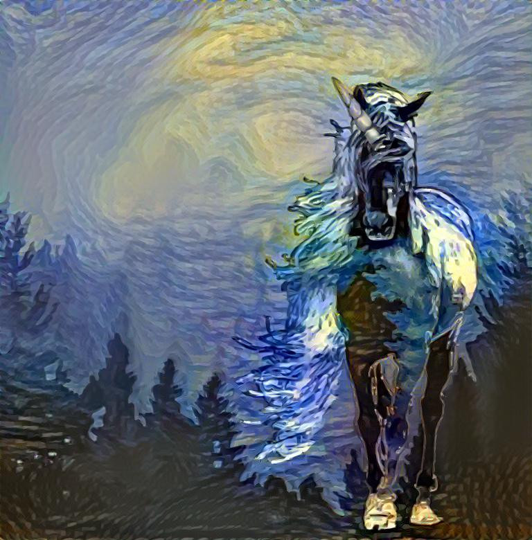 Unicorn and starry Night