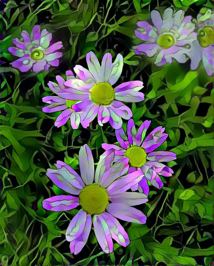 Wild Flowers - violet and green style