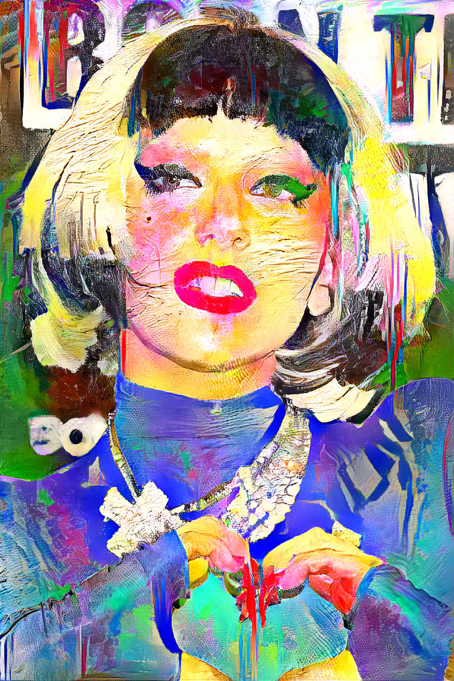 lady gaga - painting, blue, green, yellow