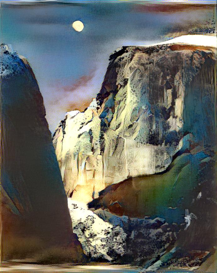 Ansel Adams: Yosemite, Half Dome, Moon