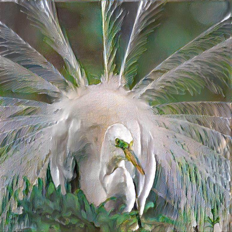 Oil Painting of Egret