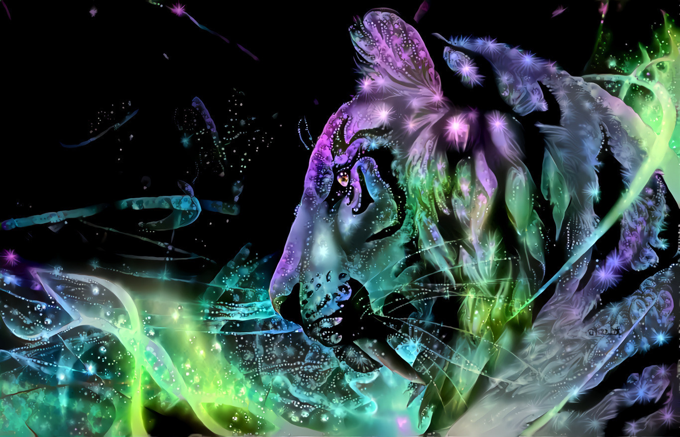 Neon Elemental Tiger by Akeli \ Remixed style introduced by Ief6 ;^}