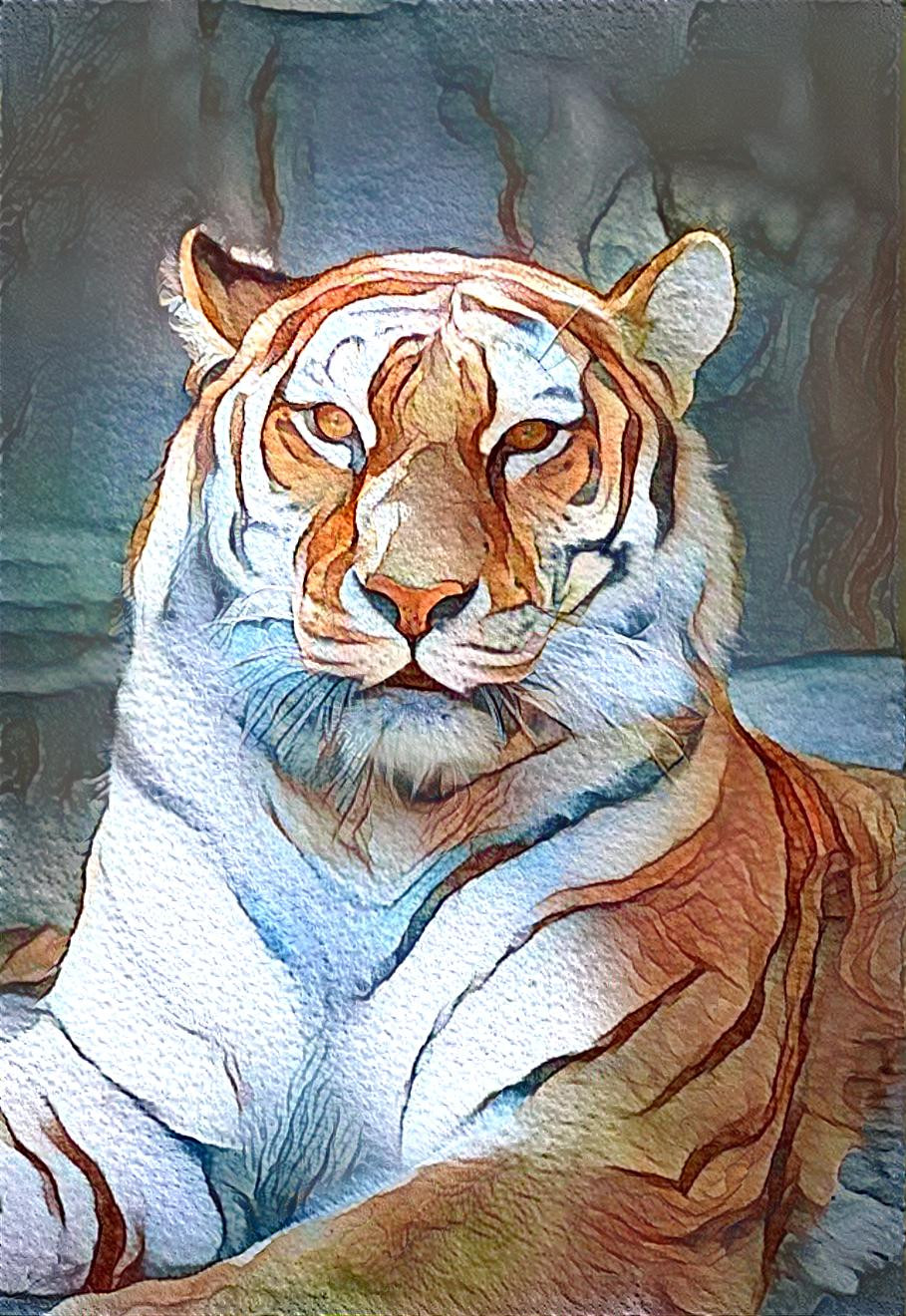 tiger portrait in soft colours