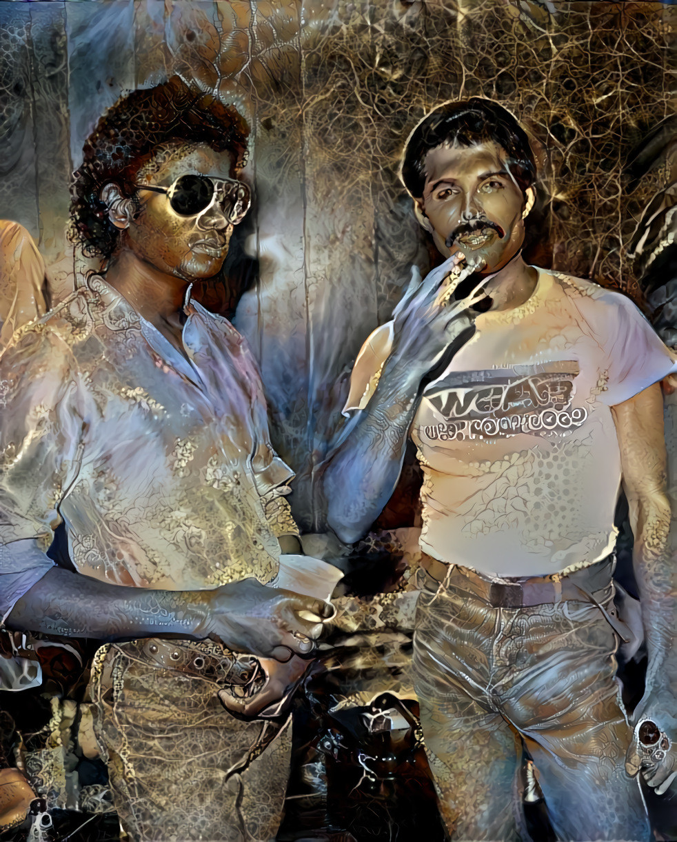 michael jackson & freddy mercury, gold, crisp