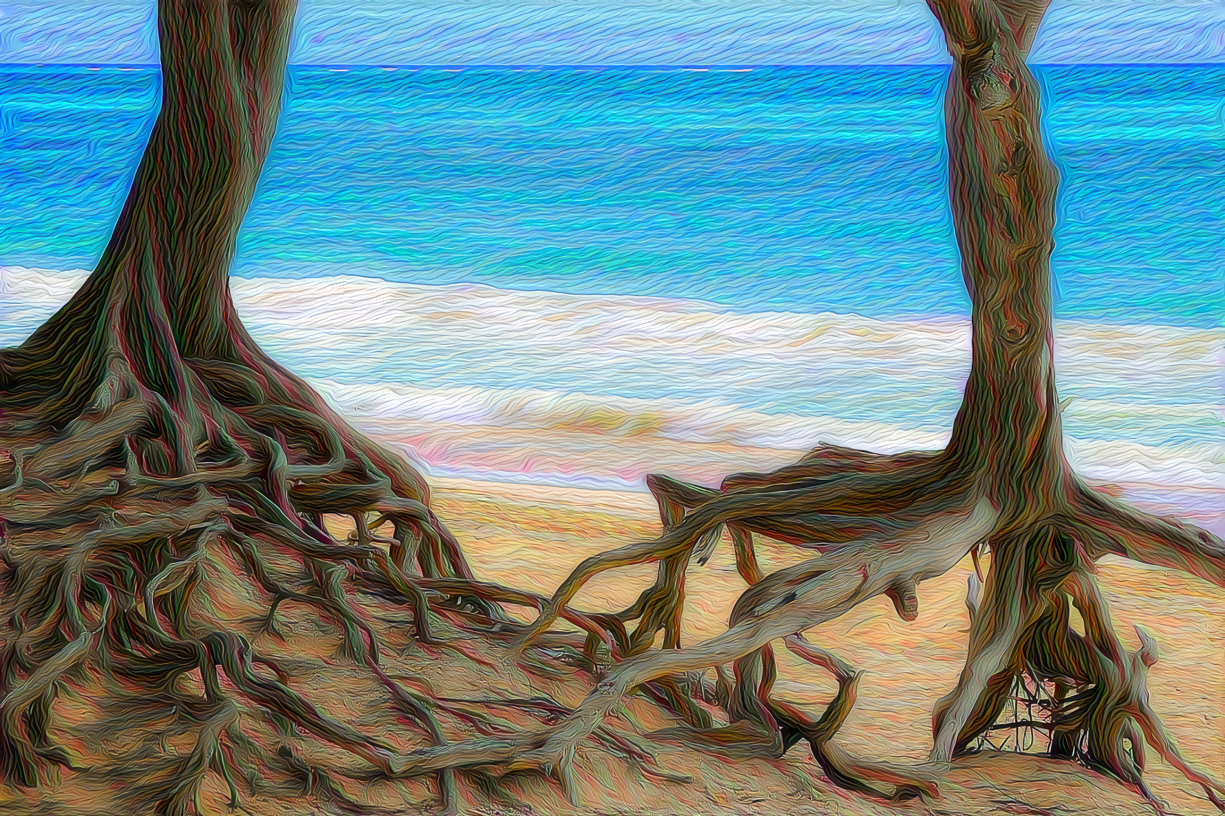 Tree Roots strolling on  the beach...