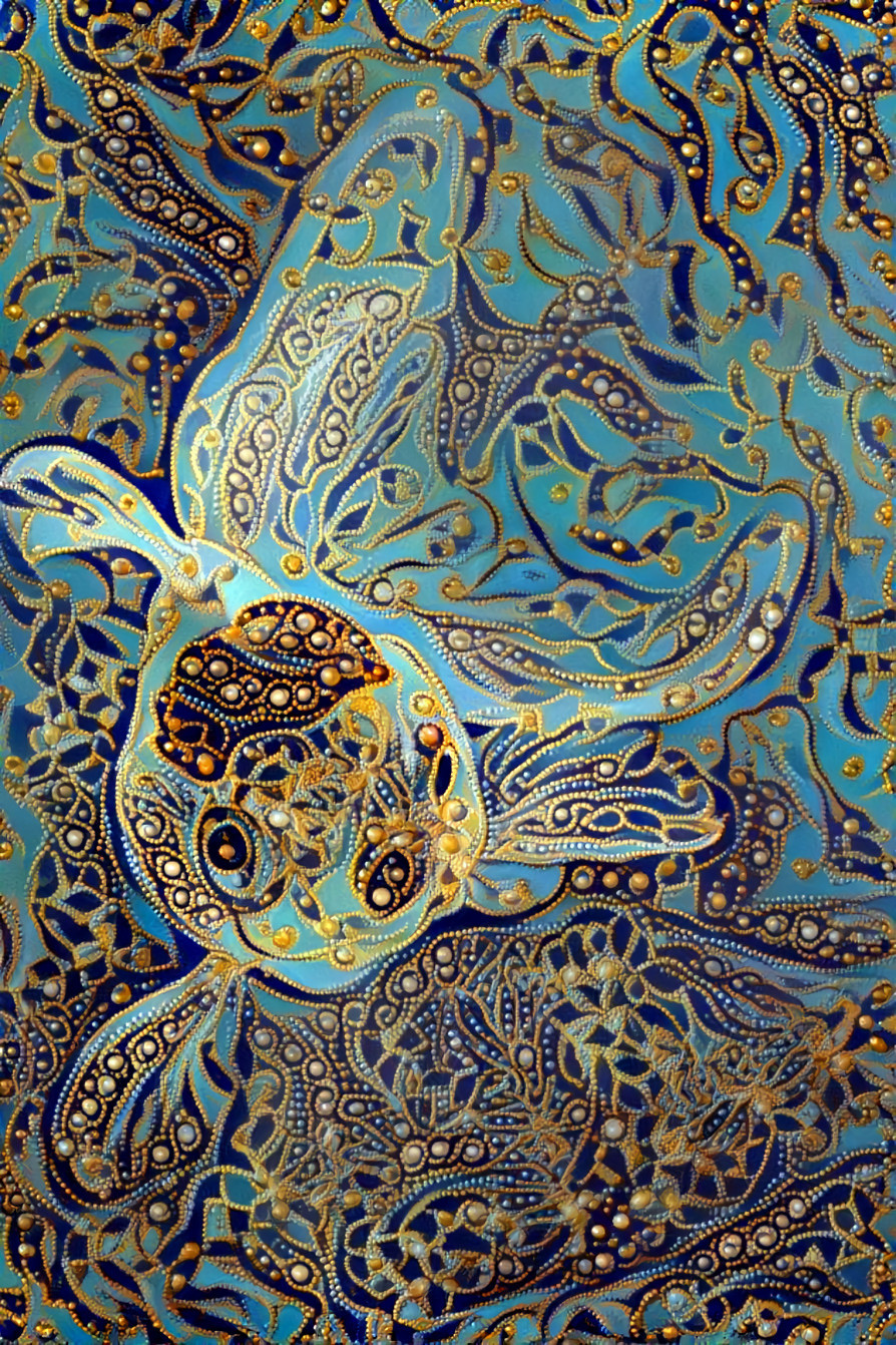 goldfish, blue, gold