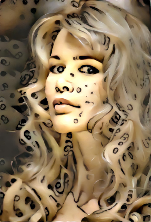 model, claudia schiffer retextured with dice