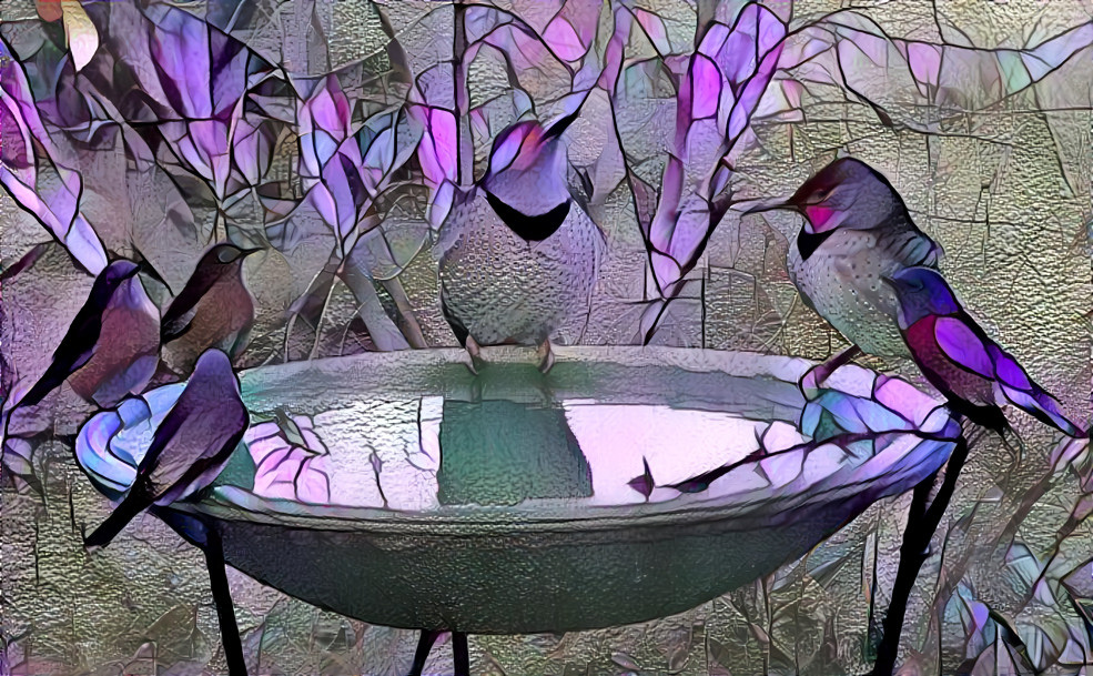 FRIENDS HANGING AROUND WATER FOUNTAIN 