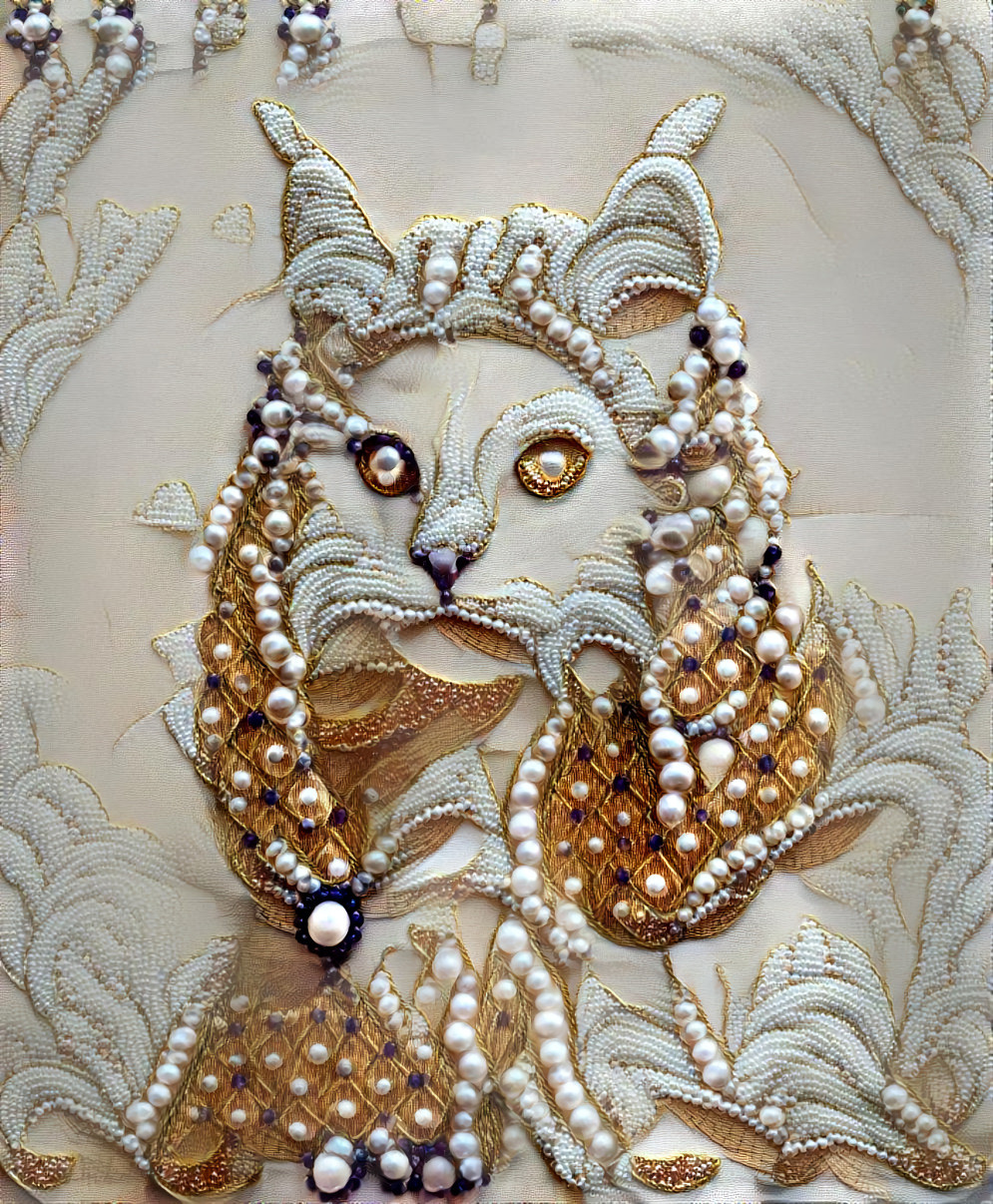 cat with long curly hair judges you - woven, beads