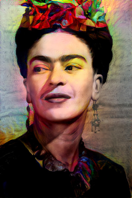 The Indomitable spirit of Freda Kahlo--copyright free photo and my own style creation from free sources