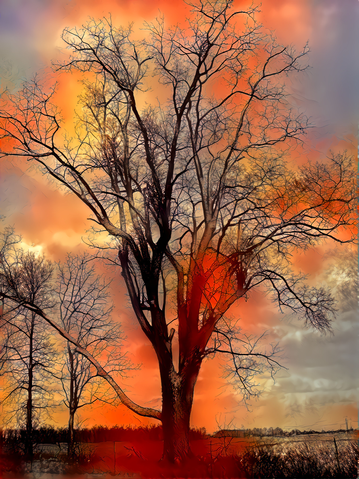 Winter Tree, Sunset