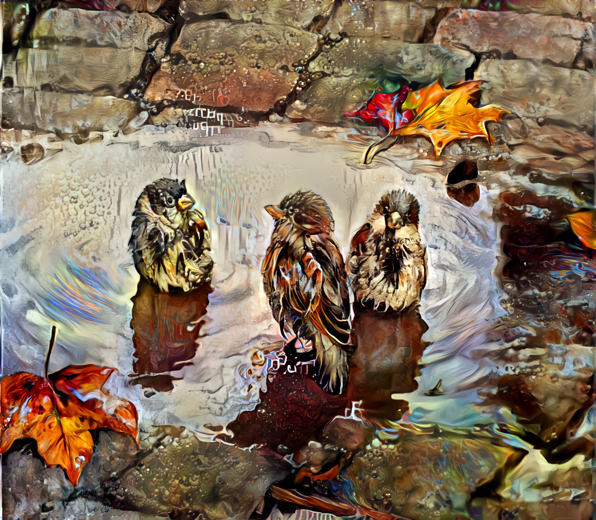 group of bathing sparrows 