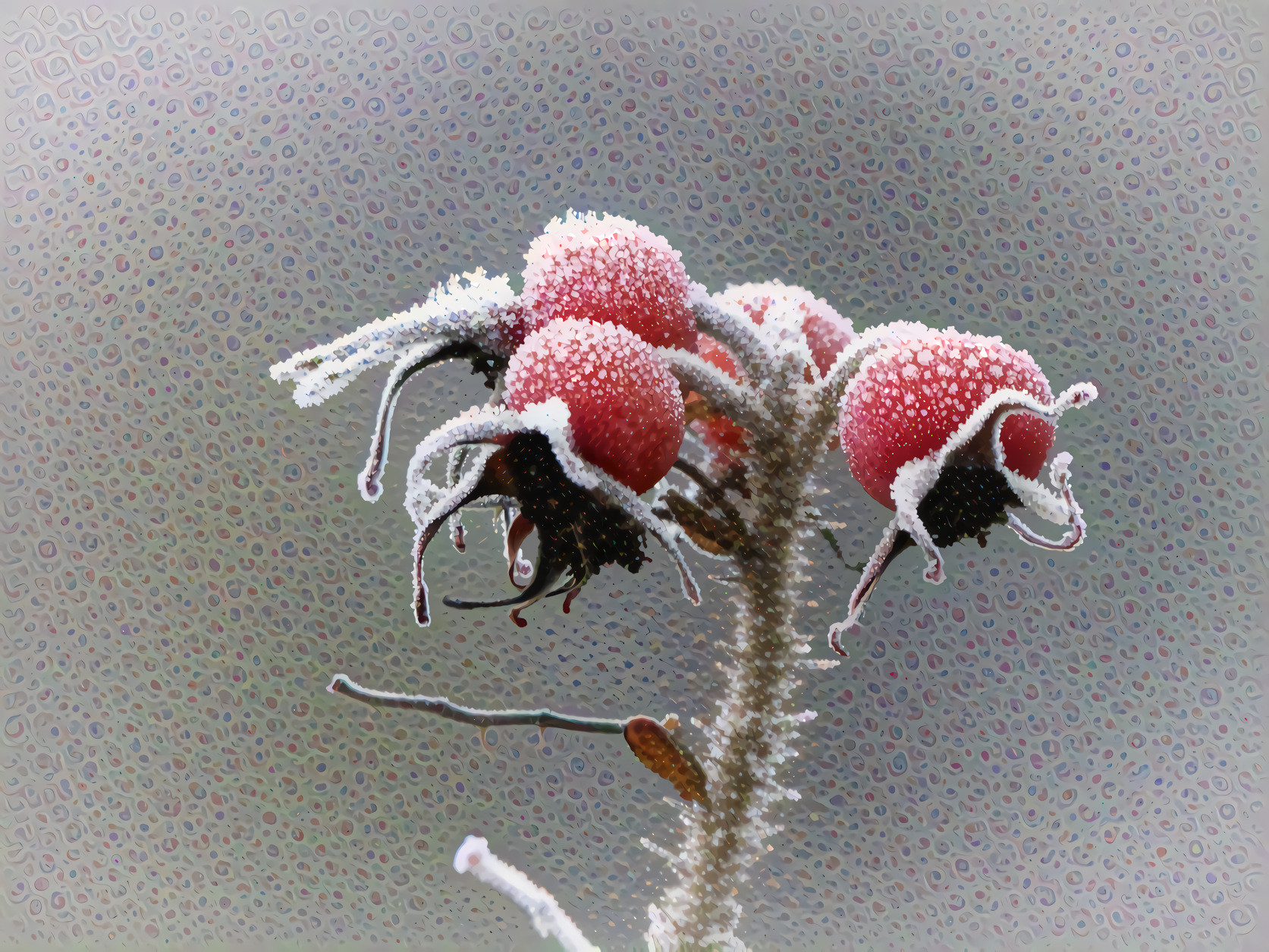 Ice covered Rose Hips