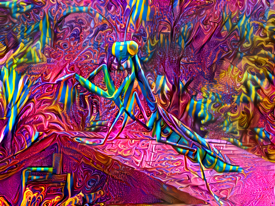 What a Female Praying Mantis Looks Like to a Male Praying Mantis, Berkeley Gardens, California. Source is my own photo.