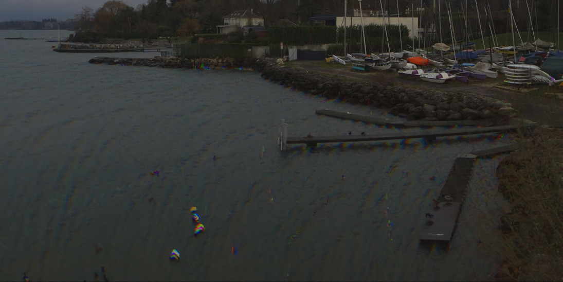 Lac Leman Webcam Geneva over CERN LHC Christmas'18