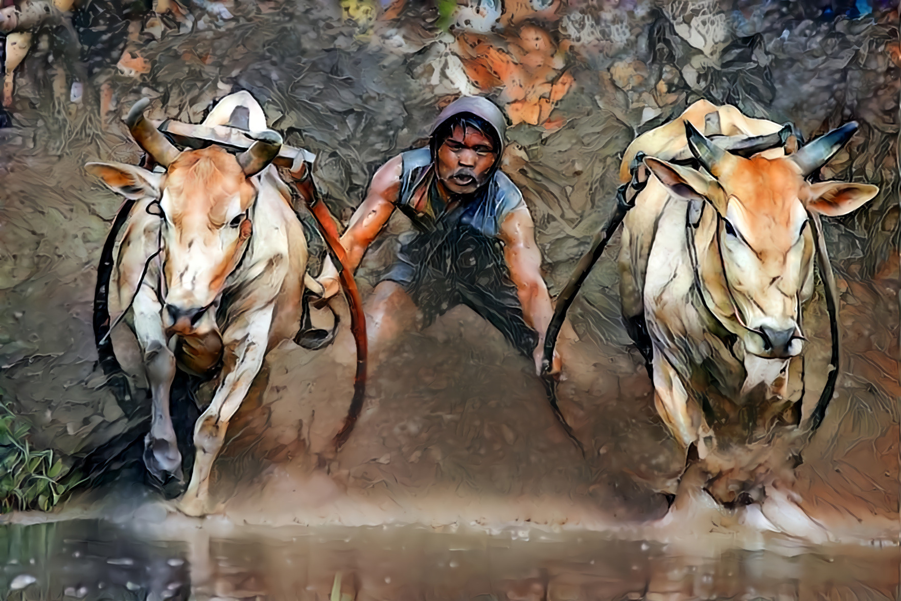 “Raw Power,” Wikicommons 2020 Picture of the Year. Photographer Ed Erhart took the original photo of the bull “jockey” and his team at a bull race in West Sumatra, Indonesia. (@ commons.wikimedia.org)