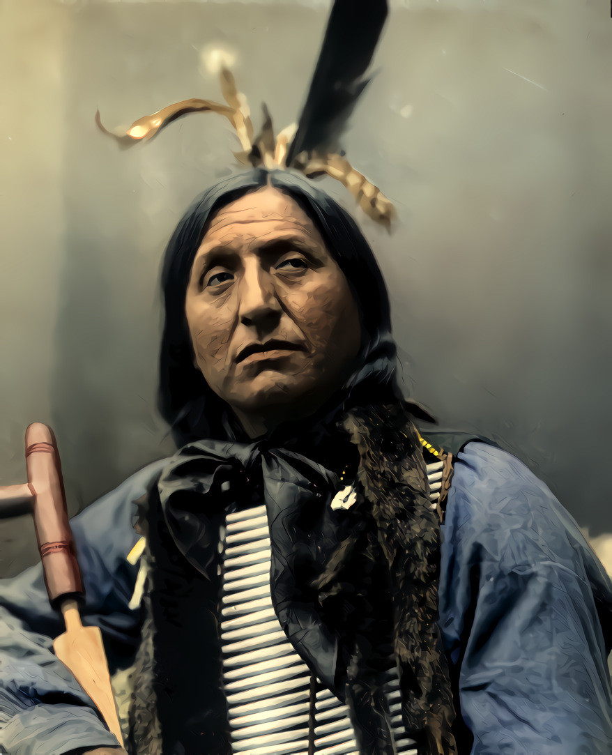 Left Hand Bear, Chief Oglala Sioux with pipe