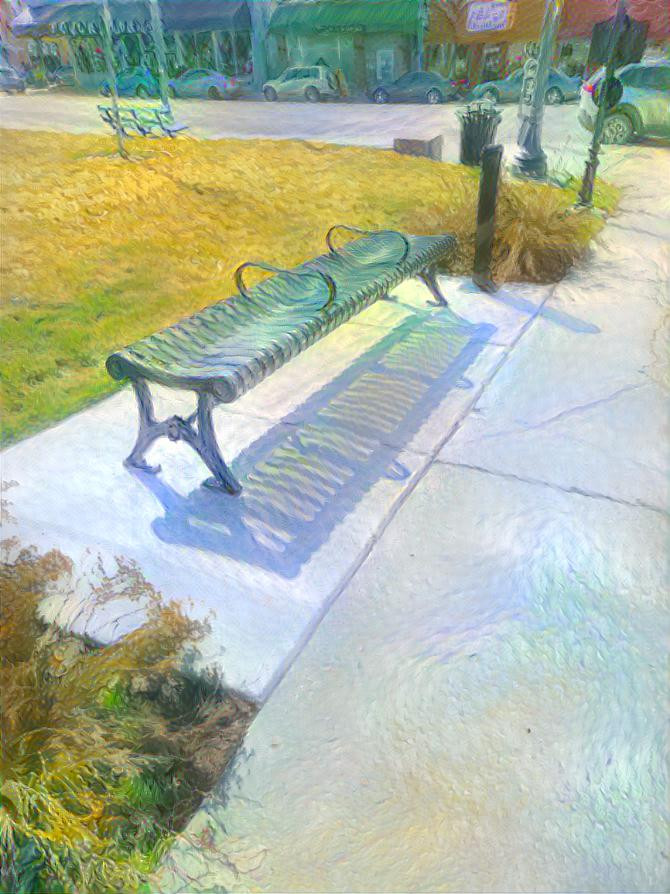 Peaceful, Sunny Metal Bench