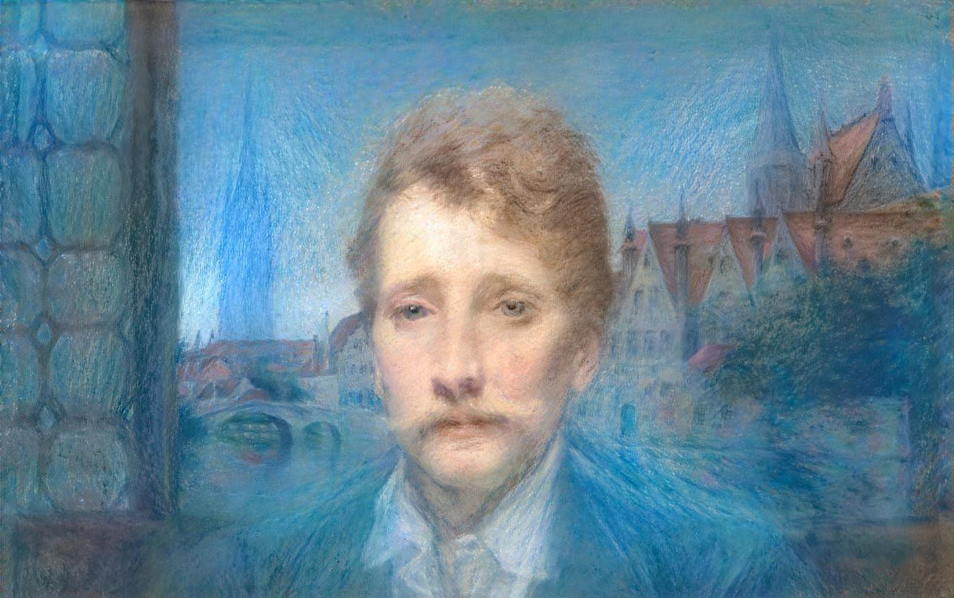 Portrait de Georges Rodenbach by Lucien Lévy-Dhurmer + Jeune fille au voile bleu by Lucien Lévy-Dhurmer