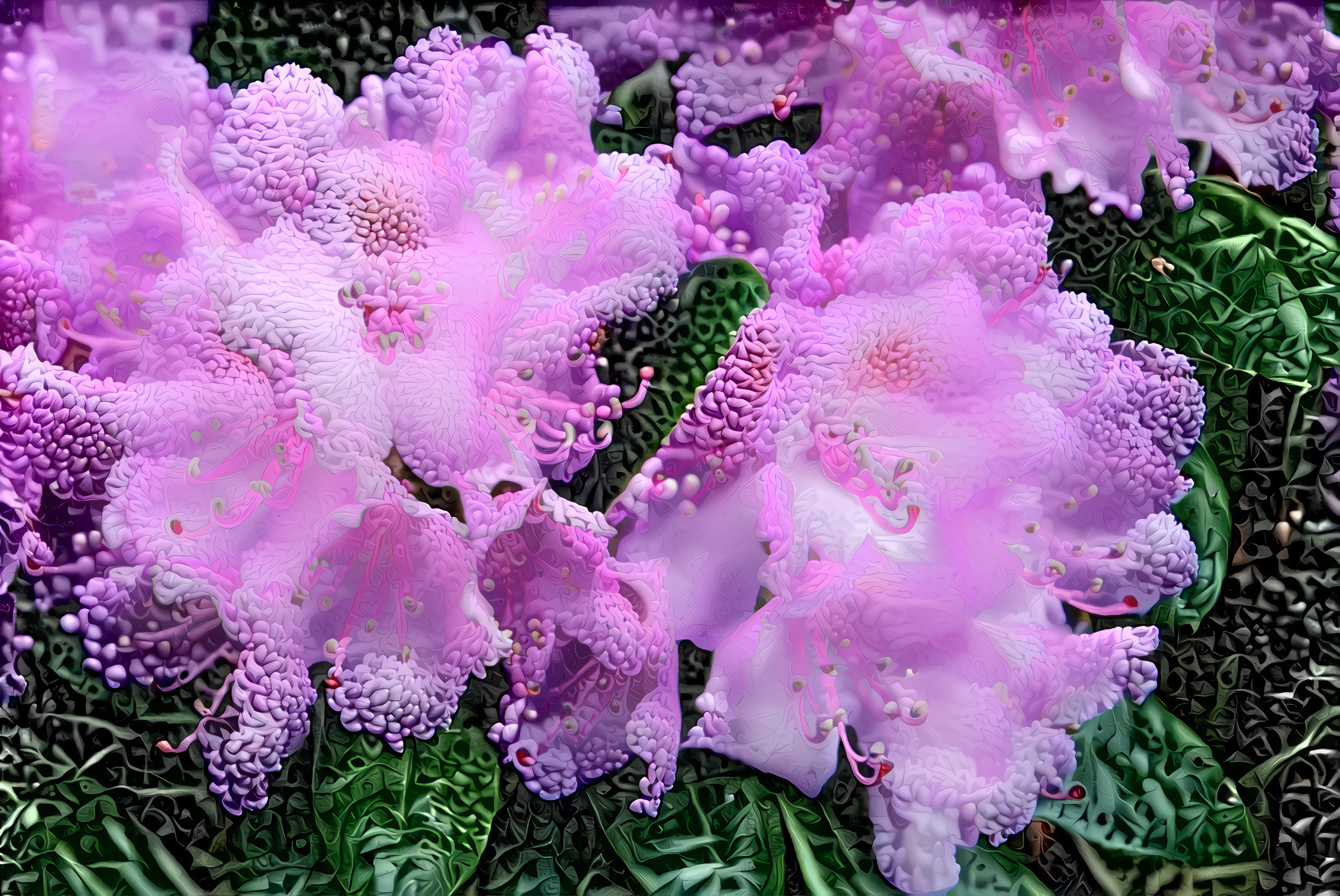 Purple Flowers, Green Leaves