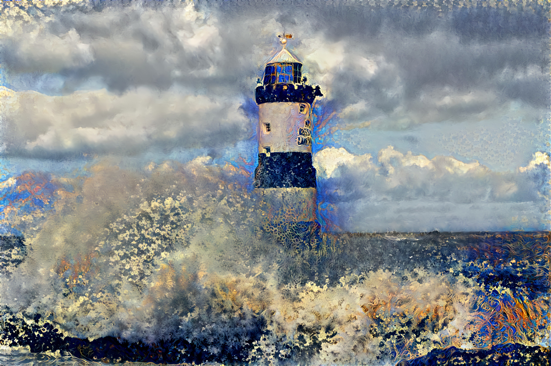 penmon lighthouse on a blustery day 2